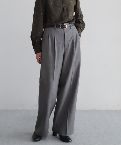 TWグレンチェック タックワイドパンツ | NOMBRE IMPAIR