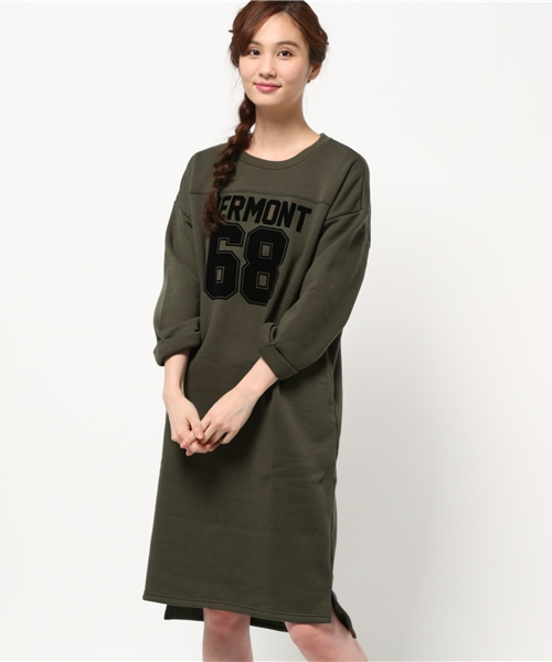 SEVENDAYS=SUNDAY（セブンデイズサンデイ）の「ナンバリング裏起毛　ワンピース（ワンピース・レディース・カーキ/ネイビー/杢グレー・MEDIUM/LARGE）」の2枚目の写真
