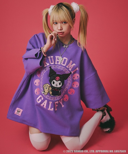 GALFY(ガルフィー)の「【GALFY/ガルフィー】×【KUROMI/クロミ】みんな大好きボンディングBIG TEE(Tシャツ/カットソー・メンズ・パープル/オフホワイト/ブラック・L/XL)」の3枚目の写真
