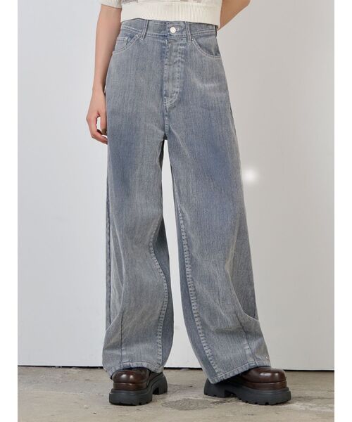 ムルーア セットアップ対応 フロッキーバレルレッグデニムパンツ セットアップ対応】フロッキーバレルレッグデニム（デニムパンツ