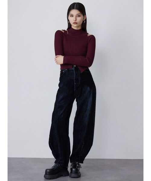 セットアップ対応】フロッキーバレルレッグデニム（デニムパンツ