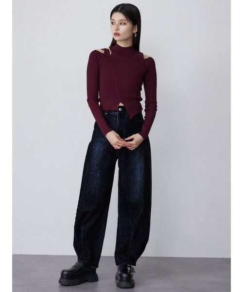 ムルーア セットアップ対応 フロッキーバレルレッグデニムパンツ セール】【セットアップ対応】フロッキーバレルレッグデニム