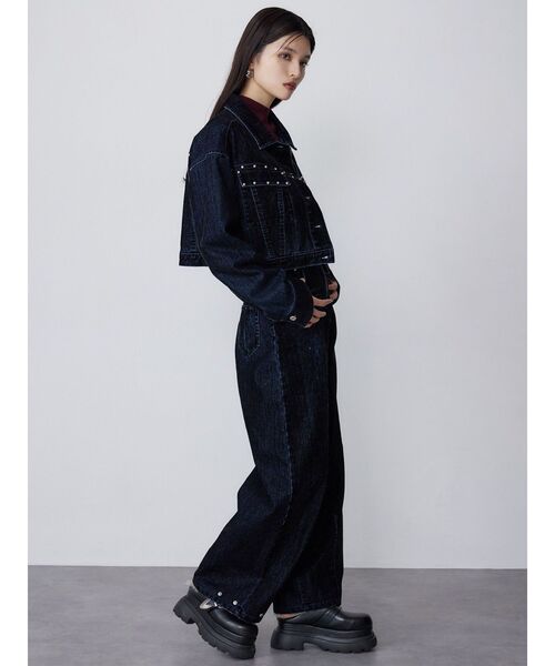MURUA(ムルーア)の「フロッキーバレルレッグデニム【セット販売対象】(デニムパンツ・レディース・グレー/ブラック/ボルドー・1/2)」の20枚目の写真