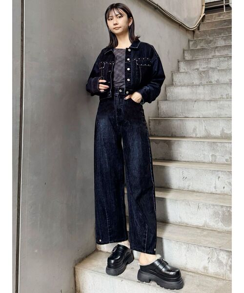 フロッキーバレルレッグデニム【セット販売対象】（デニムパンツ