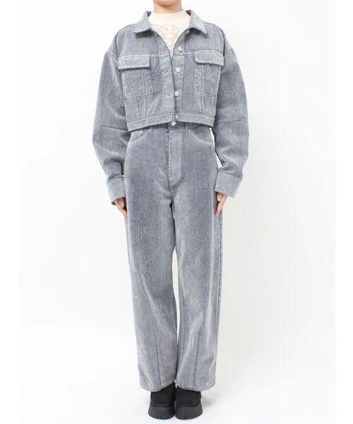 ムルーア セットアップ対応 フロッキーバレルレッグデニムパンツ フロッキーバレルレッグデニム【セット販売対象】（デニムパンツ