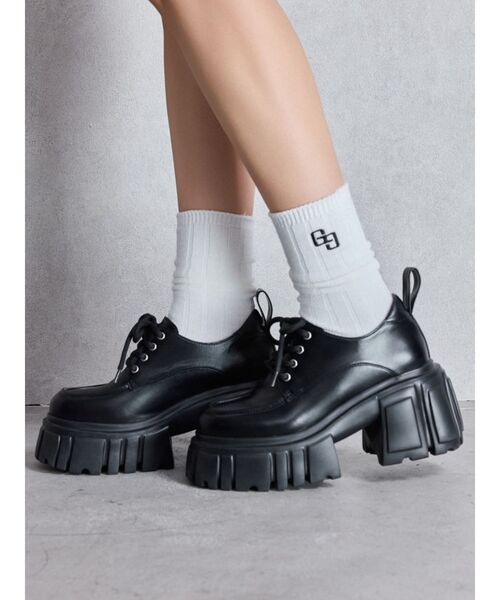 GYDA（ジェイダ）の「レースアップボリュームソールローファー（ローファー・レディース・ブラック・SMALL/MEDIUM/LARGE）」の2枚目の写真