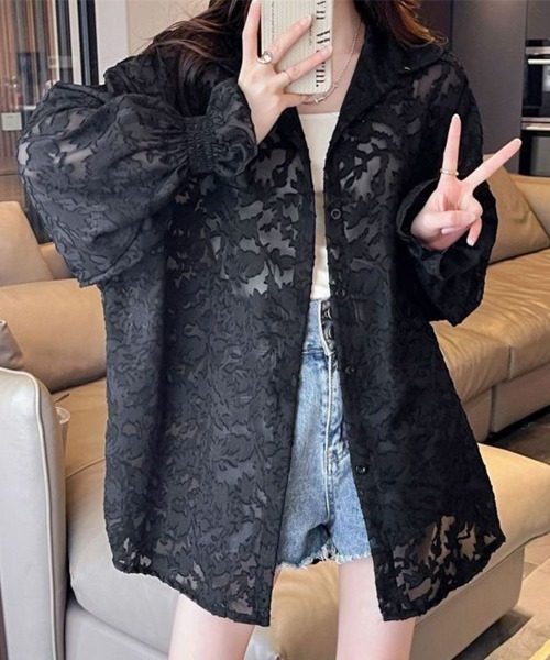 Miniministore(ミニミニストア)の「ジャガードシアーカーディガン レディース(カーディガン/ボレロ・レディース・ピンク/ブラック/ホワイト・FREE)」の17枚目の写真