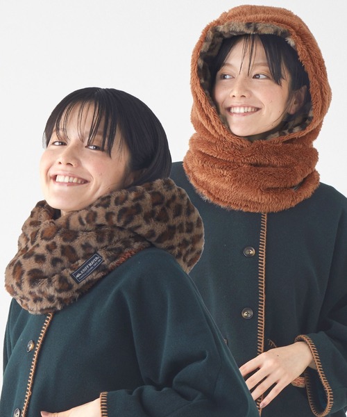 KRIFF MAYER（クリフメイヤー）の「ニンジャりん フード型 ボリューム ネックウォーマー（ネックウォーマー/スヌード・キッズ・オフホワイト/グレー/ブルー/カーキ/サックスブルー/バーガンディー/カラフル/レオパード/モカ/カモフラージュ・MEDIUM/LARGE）」の9枚目の写真