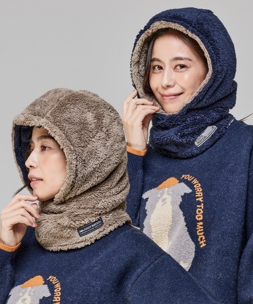 KRIFF MAYER（クリフメイヤー）の「ニンジャりん フード型 ボリューム ネックウォーマー（ネックウォーマー/スヌード・キッズ・オフホワイト/グレー/ブルー/カーキ/サックスブルー/バーガンディー/カラフル/レオパード/モカ/カモフラージュ・MEDIUM/LARGE）」の3枚目の写真