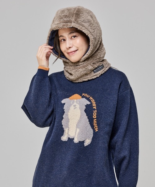 KRIFF MAYER（クリフメイヤー）の「ニンジャりん フード型 ボリューム ネックウォーマー（ネックウォーマー/スヌード・キッズ・オフホワイト/グレー/ブルー/カーキ/サックスブルー/バーガンディー/カラフル/レオパード/モカ/カモフラージュ・MEDIUM/LARGE）」の12枚目の写真