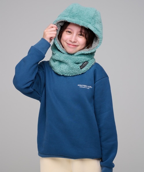 KRIFF MAYER（クリフメイヤー）の「ニンジャりん フード型 ボリューム ネックウォーマー（ネックウォーマー/スヌード・キッズ・オフホワイト/グレー/ブルー/カーキ/サックスブルー/バーガンディー/カラフル/レオパード/モカ/カモフラージュ・MEDIUM/LARGE）」の17枚目の写真