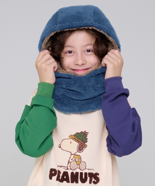 KRIFF MAYER（クリフメイヤー）の「ニンジャりん フード型 ボリューム ネックウォーマー（ネックウォーマー/スヌード・キッズ・オフホワイト/グレー/ブルー/カーキ/サックスブルー/バーガンディー/カラフル/レオパード/モカ/カモフラージュ・MEDIUM/LARGE）」の19枚目の写真