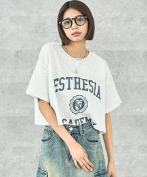 ミニ裏毛カレッジロゴ クロップドTシャツ
