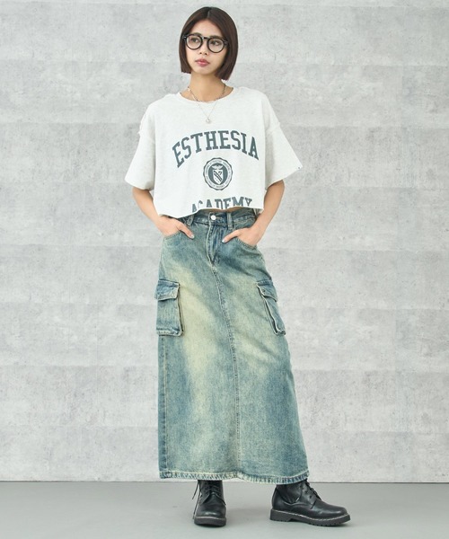 ANAP(アナップ)の「ミニ裏毛カレッジロゴ クロップドTシャツ(Tシャツ/カットソー・レディース・ネイビー/ライトグレー/イエロー・FREE)」の20枚目の写真