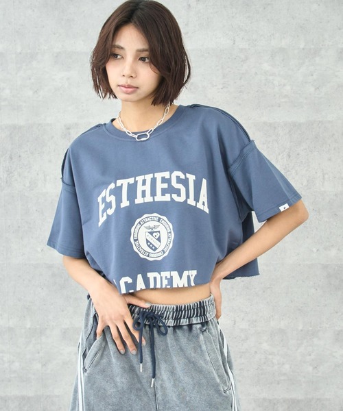 ANAP(アナップ)の「ミニ裏毛カレッジロゴ クロップドTシャツ(Tシャツ/カットソー・レディース・ネイビー/ライトグレー/イエロー・FREE)」の22枚目の写真