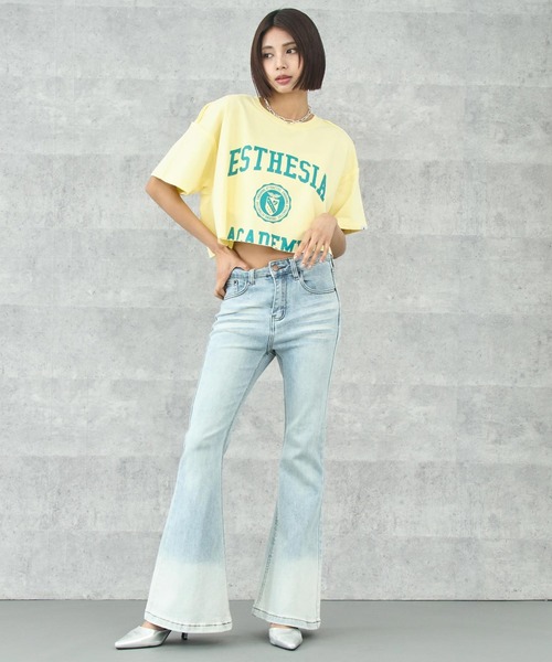 ANAP(アナップ)の「ミニ裏毛カレッジロゴ クロップドTシャツ(Tシャツ/カットソー・レディース・ネイビー/ライトグレー/イエロー・FREE)」の17枚目の写真