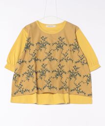 SUPER HAKKA | コットンローンコード刺繍＋ビーズ＋天竺カットソー(Tシャツ/カットソー)