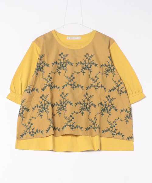 SUPER HAKKA（スーパーハッカ）の「コットンローンコード刺繍＋ビーズ＋天竺カットソー（Tシャツ/カットソー・レディース・オフホワイト/グレー/マスタード・FREE）」の3枚目の写真