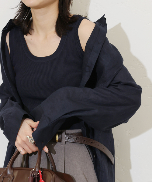 JOURNAL STANDARD（ジャーナルスタンダード）の「《追加4》Uネックニットタンク（タンクトップ・レディース・チャコールグレー/アイボリー/ネイビー・FREE）」の2枚目の写真