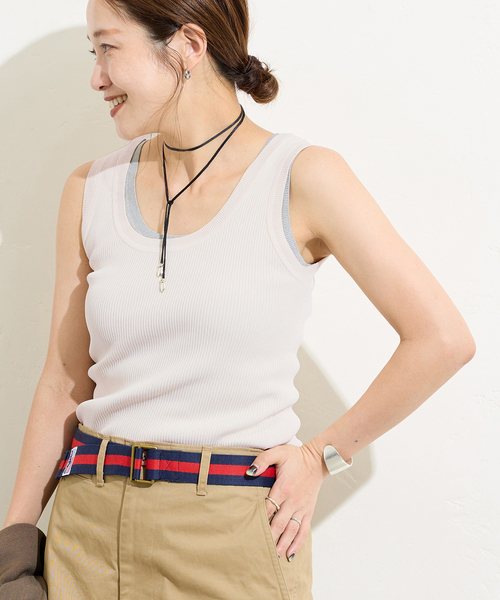 JOURNAL STANDARD（ジャーナルスタンダード）の「《追加4》Uネックニットタンク（タンクトップ・レディース・チャコールグレー/アイボリー/ネイビー・FREE）」の3枚目の写真