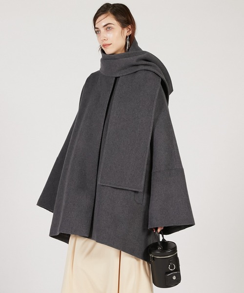 PRANK PROJECT（プランクプロジェクト）の「マフラー付きポンチョコート / Poncho Coat with Scarf（その他アウター・レディース・イエロー/グレー/ブラック・FREE）」の16枚目の写真