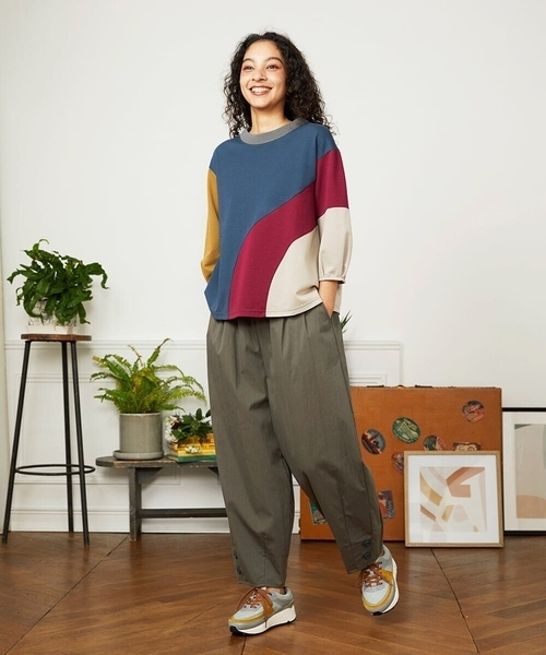 Jocomomola(ホコモモラ)の「Rompecabezas パッチワーク切り替えカットソー(Tシャツ/カットソー・レディース・ブルー/グリーン・40)」の10枚目の写真
