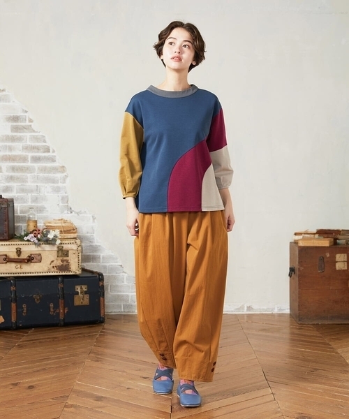 Jocomomola(ホコモモラ)の「Rompecabezas パッチワーク切り替えカットソー(Tシャツ/カットソー・レディース・ブルー/グリーン・40)」の11枚目の写真