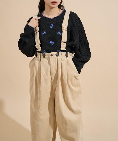 FREAK'S STORE（フリークスストア）の「RED KAP × FREAK'S STORE/レッドキャップ 別注 コーデュロイ サスペンダー付き ビッグ2タックパンツ/コーデュロイワイドパンツ（その他パンツ・レディース・ナチュラル/ネイビー/ブラウン・ﾌﾘ-）」の14枚目の写真