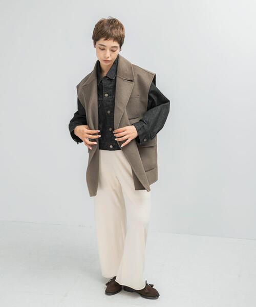 URBAN RESEARCH ROSSO WOMEN（アーバンリサーチ　ロッソ）の「『一部別注カラー』YENN　DOUBLE FACE VEST JACKET（その他アウター・レディース・ネイビー/カーキ・FREE）」の5枚目の写真