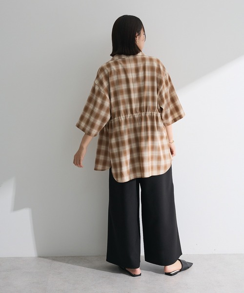 Green　Parks（グリーンパークス）の「チェック5分袖ジャケット（テーラードジャケット・レディース・ベージュ/ブラック・FREE）」の11枚目の写真