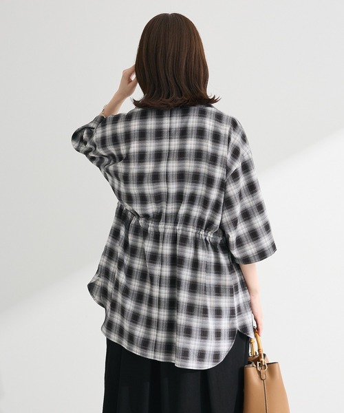 Green　Parks（グリーンパークス）の「チェック5分袖ジャケット（テーラードジャケット・レディース・ベージュ/ブラック・FREE）」の20枚目の写真