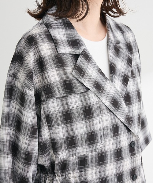 Green　Parks（グリーンパークス）の「チェック5分袖ジャケット（テーラードジャケット・レディース・ベージュ/ブラック・FREE）」の21枚目の写真