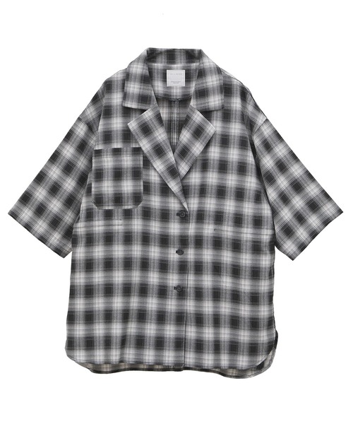 Green　Parks（グリーンパークス）の「チェック5分袖ジャケット（テーラードジャケット・レディース・ベージュ/ブラック・FREE）」の8枚目の写真