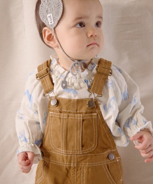 CIAOPANIC TYPY(チャオパニックティピー)の「【BABY】【Qinn】綿ダックサロペット(サロペット/オーバーオール・キッズ・オフホワイト/ブラウン・90/100/80)」の21枚目の写真