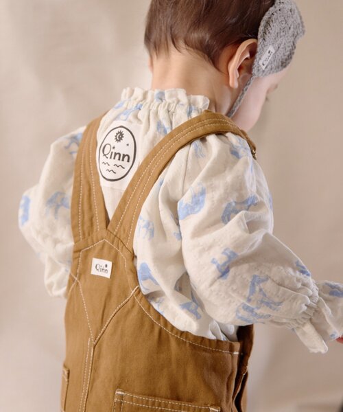 CIAOPANIC TYPY(チャオパニックティピー)の「【BABY】【Qinn】綿ダックサロペット(サロペット/オーバーオール・キッズ・オフホワイト/ブラウン・90/100/80)」の20枚目の写真