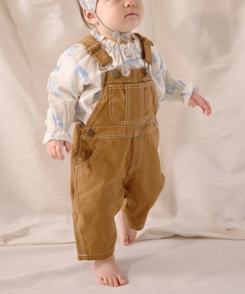 CIAOPANIC TYPY(チャオパニックティピー)の「【BABY】【Qinn】綿ダックサロペット(サロペット/オーバーオール・キッズ・オフホワイト/ブラウン・90/100/80)」の18枚目の写真