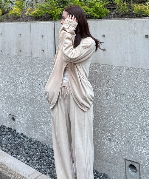 styling/（スタイリング）の「【セットアップ対応】ジップアップベロアブルゾン（ブルゾン・レディース・ベージュ/オレンジ/ダークブルー・F）」の6枚目の写真