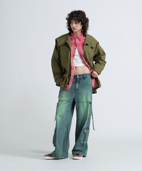 AVIREX（アヴィレックス）の「CUSTOM M-51 FADE WASH JACKET/カスタムM-51フェイドジャケット（ミリタリージャケット・レディース・オリーブ/ブラック/キナリ・F）」の10枚目の写真