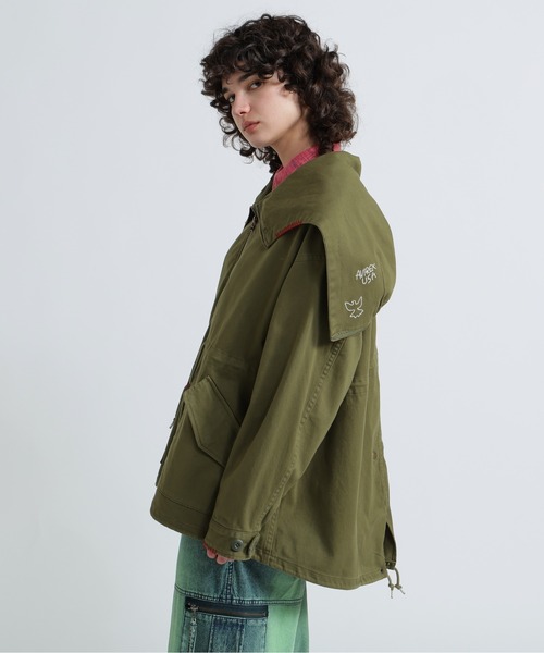 AVIREX（アヴィレックス）の「CUSTOM M-51 FADE WASH JACKET/カスタムM-51フェイドジャケット（ミリタリージャケット・レディース・オリーブ/ブラック/キナリ・F）」の12枚目の写真