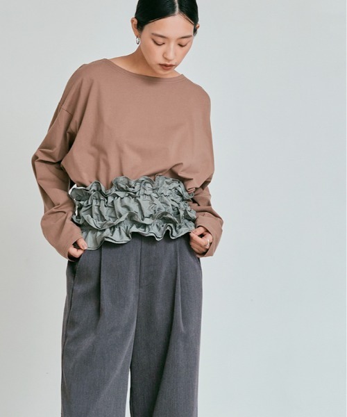 W:Huku(フーク)の「【W:Huku / リンクルフリーツイル】ワンタック スラックス パンツ / Wrinkle-Free Stretch Twill Slacks(スラックス・レディース・ブラウン/杢グレー/ブラック・M/L)」の9枚目の写真