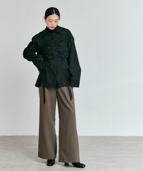W:Huku(フーク)の「【W:Huku / リンクルフリーツイル】ワンタック スラックス パンツ / Wrinkle-Free Stretch Twill Slacks(スラックス・レディース・ブラウン/杢グレー/ブラック・M/L)」の12枚目の写真