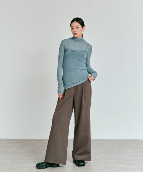 W:Huku(フーク)の「【W:Huku / リンクルフリーツイル】ワンタック スラックス パンツ / Wrinkle-Free Stretch Twill Slacks(スラックス・レディース・ブラウン/杢グレー/ブラック・M/L)」の13枚目の写真