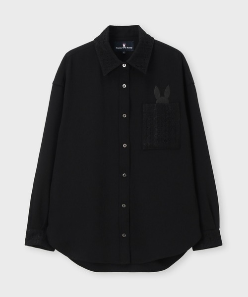 Psycho Bunny（サイコバニー）の「[WOMEN]レース シャツ（シャツ/ブラウス・レディース・ブラック/ホワイト・FREE）」の18枚目の写真