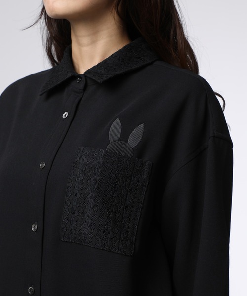 Psycho Bunny（サイコバニー）の「[WOMEN]レース シャツ（シャツ/ブラウス・レディース・ブラック/ホワイト・FREE）」の14枚目の写真