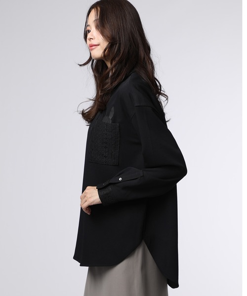 Psycho Bunny（サイコバニー）の「[WOMEN]レース シャツ（シャツ/ブラウス・レディース・ブラック/ホワイト・FREE）」の15枚目の写真