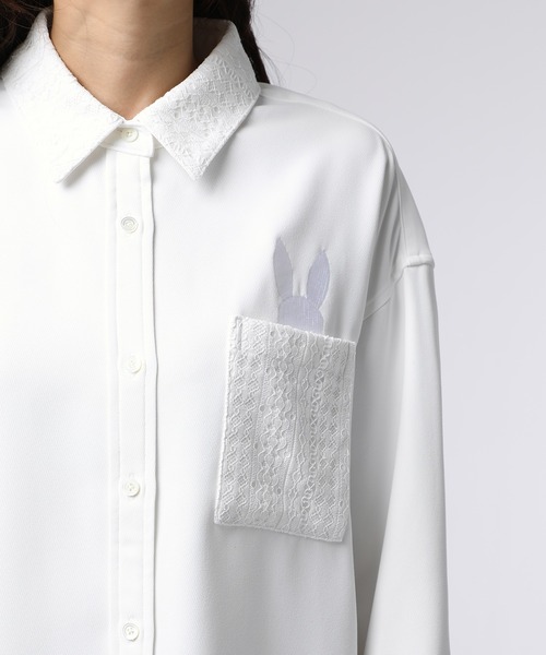 Psycho Bunny（サイコバニー）の「[WOMEN]レース シャツ（シャツ/ブラウス・レディース・ブラック/ホワイト・FREE）」の9枚目の写真