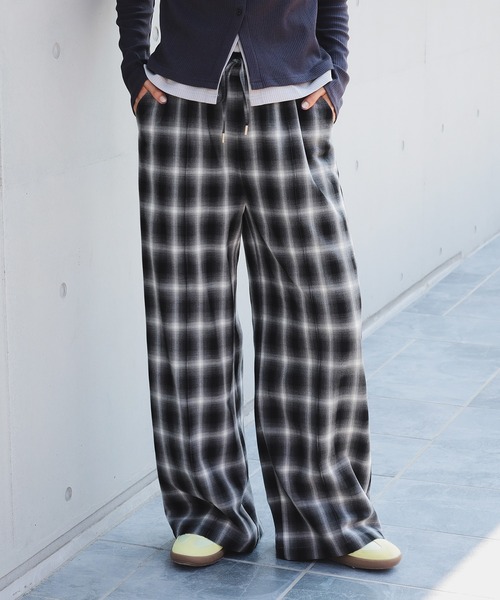 オンブレチェック ワイド パンツ（その他パンツ）｜Ray BEAMS（レイ