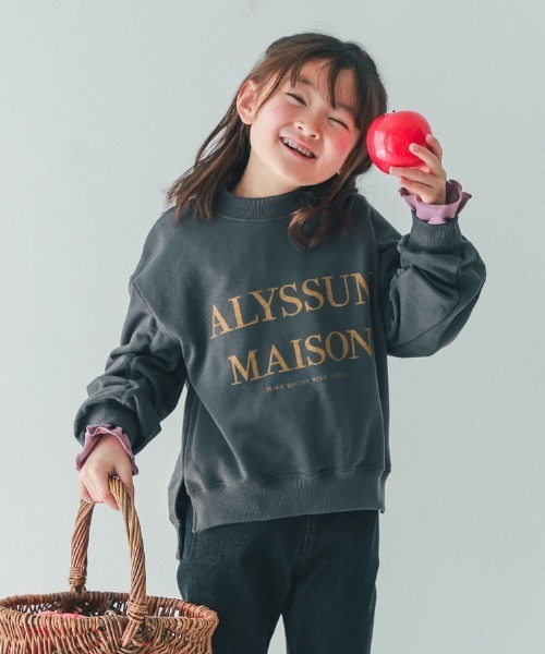 NHT(エヌエイチティー)の「NHT/エヌエイチティー ALYSSUM ギャザートレーナー(スウェット・キッズ・チャコールグレー/アイボリー/ブラック・160cm/150cm/140cm/130cm/120cm/110cm)」の1枚目の写真