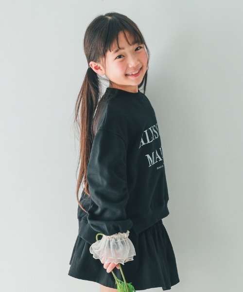 NHT(エヌエイチティー)の「NHT/エヌエイチティー ALYSSUM ギャザートレーナー(スウェット・キッズ・チャコールグレー/アイボリー/ブラック・160cm/150cm/140cm/130cm/120cm/110cm)」の2枚目の写真