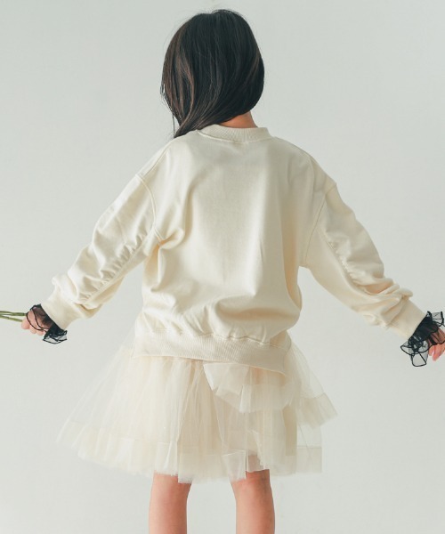 NHT(エヌエイチティー)の「NHT/エヌエイチティー ALYSSUM ギャザートレーナー(スウェット・キッズ・チャコールグレー/アイボリー/ブラック・160cm/150cm/140cm/130cm/120cm/110cm)」の4枚目の写真